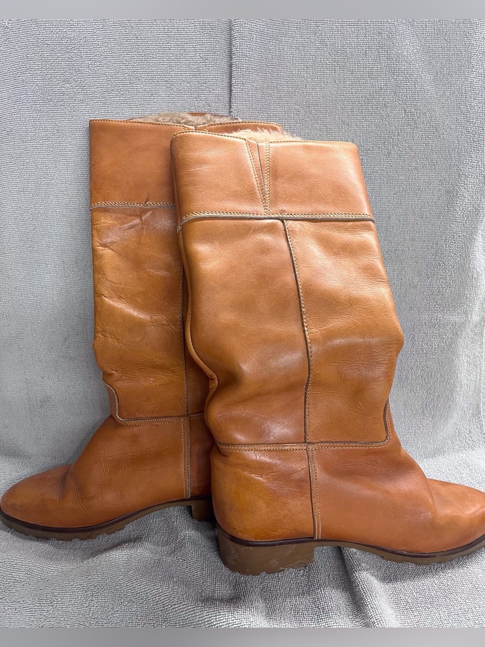 Vintage Rosita Made in Canada Leather Shearling Lined Mid Calf Boots Size 9